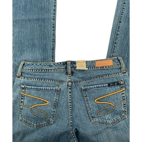 Seven7 Denim Jeans Womens Size 32 Flare Mid Rise Medium Wash Whiskers Denim NWT - Picture 9 of 11
